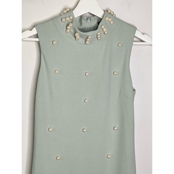 INA Embellished Pearl Sleeveless Mock Neck Knee Length Sheath Dress Pastel M - Picture 5 of 8